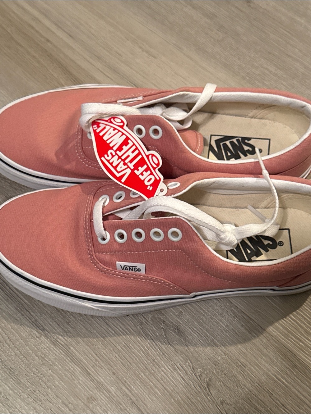 Vans Canvas Low Top Sneakers in Coral Pink and White
